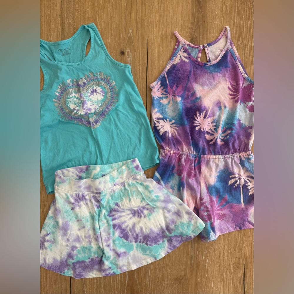 The Children's Place Tie-Dye Kids Matching Set - Blue, Purple, Green